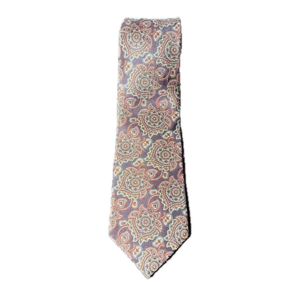 Christian Dior Men's Paisley Silk Tie Burgundy Blue Formal Wedding Business